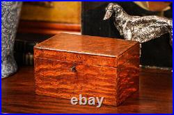 Beautiful Antique Wood Humidor Box with Key Tobacciana Cigar