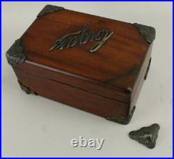 Beautiful Rare Antique Victorian Cigar Box Humidor Silver Metal Filigree Trim