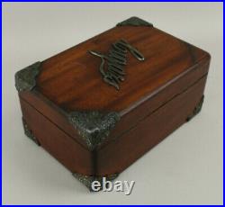 Beautiful Rare Antique Victorian Cigar Box Humidor Silver Metal Filigree Trim