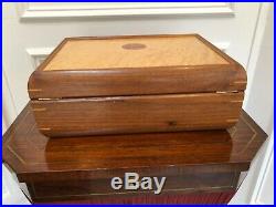 Beautiful Vintage Handmade Burl Elm Inlaid Cigar Tobacco Humidor Box