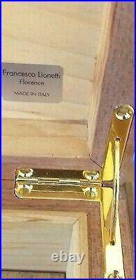 Beautiful Wooden Cigar Humidor Box with Hydrometer. Made in Italy