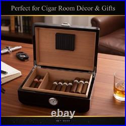 Bey-Berk Dylan Carbon Fiber Design Cigar Humidor Spanish Cedar Lined 40-Cigar
