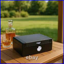 Bey-Berk Dylan Carbon Fiber Design Cigar Humidor Spanish Cedar Lined 40-Cigar