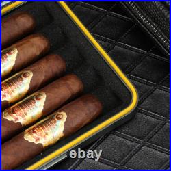 Black Metal Cigar Case Travel Humidor 5CT Cigarette Holders Tobacco Box Storage