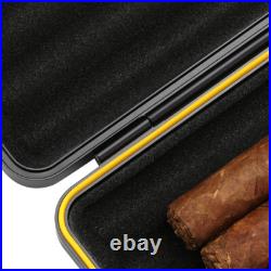 Black Metal Cigar Case Travel Humidor 5CT Cigarette Holders Tobacco Box Storage