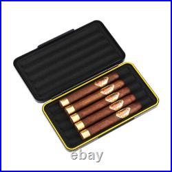 Black Metal Cigar Case Travel Humidor 5CT Cigarette Holders Tobacco Box Storage