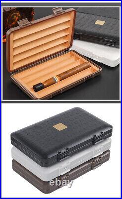 Black Plastic Cedar Wood Humidor Travel Humidor Box 5 Cigars Portable Gift Box