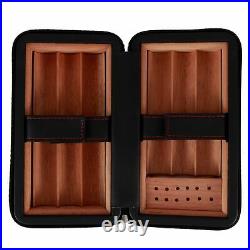 Black Portable Cedar Wood Cigar Box Case Container With Humidifier For Outdoo BY