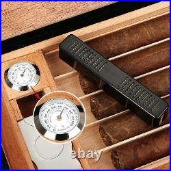 Black Torch Cigar Lighter Leather Cedar Cigar Humidor Box Case Hygrometer Cutter