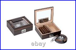 Box Cigar Case + Cigar Cutters + Ashtray 50 Cigars Humidor LUBINSKI QB228