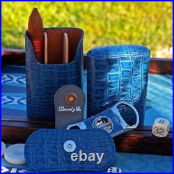 Brizard and Co. The Show Band 3 Cigar Case Only- Indigo Croco Pattern Brizard and Co. The Show Band 3 Cigar Case Only- Indigo Croco Pattern
