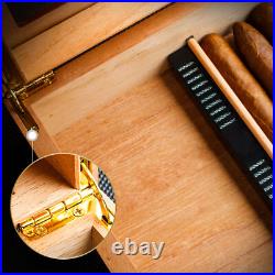 (Brown)Cigar Humidor Box Portable Cedar Wood Glass Top Cigar Storage Case Wit HG (Brown)Cigar Humidor Box Portable Cedar Wood Glass Top Cigar Storage Case Wit HG