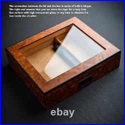 (Brown)Cigar Humidor Box Portable Cedar Wood Glass Top Cigar Storage Case Wit HG (Brown)Cigar Humidor Box Portable Cedar Wood Glass Top Cigar Storage Case Wit HG