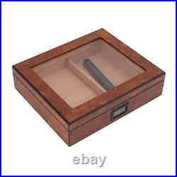 (Brown)Cigar Humidor Box Portable Cedar Wood Glass Top Cigar Storage Case Wit HG (Brown)Cigar Humidor Box Portable Cedar Wood Glass Top Cigar Storage Case Wit HG