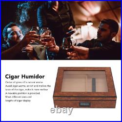(Brown)Cigar Humidor Box Portable Cedar Wood Glass Top Cigar Storage Case Wit HG (Brown)Cigar Humidor Box Portable Cedar Wood Glass Top Cigar Storage Case Wit HG