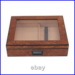 (Brown)Cigar Humidor Box Portable Cedar Wood Glass Top Cigar Storage Case Wit HG (Brown)Cigar Humidor Box Portable Cedar Wood Glass Top Cigar Storage Case Wit HG
