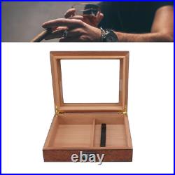 (Brown)Cigar Humidor Box Portable Cedar Wood Glass Top Cigar Storage Case Wit HG (Brown)Cigar Humidor Box Portable Cedar Wood Glass Top Cigar Storage Case Wit HG