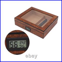 (Brown)Cigar Humidor Box Portable Cedar Wood Glass Top Cigar Storage Case Wit HG (Brown)Cigar Humidor Box Portable Cedar Wood Glass Top Cigar Storage Case Wit HG