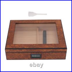 (Brown)Cigar Humidor Box Portable Cedar Wood Glass Top Cigar Storage Case Wit HG (Brown)Cigar Humidor Box Portable Cedar Wood Glass Top Cigar Storage Case Wit HG