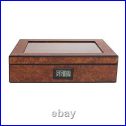 (Brown)Cigar Humidor Box Portable Cedar Wood Glass Top Cigar Storage Case Wit HG (Brown)Cigar Humidor Box Portable Cedar Wood Glass Top Cigar Storage Case Wit HG