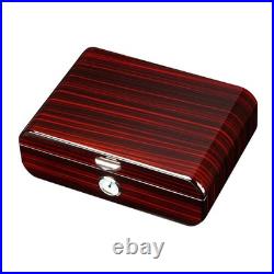 Brown Cigar Lighter Cedar Wood 30CT Cigar Humidor Case Box Hygrometer Humidifier
