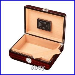 Brown Cigar Lighter Cedar Wood 30CT Cigar Humidor Case Box Hygrometer Humidifier