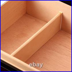 Brown Cigar Lighter Cedar Wood 30CT Cigar Humidor Case Box Hygrometer Humidifier