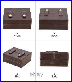 Brown Crazy Horse Cowhide Leather 7 Cigar Travel Humidor Case Cedar Gift Box Brown Crazy Horse Cowhide Leather 7 Cigar Travel Humidor Case Cedar Gift Box