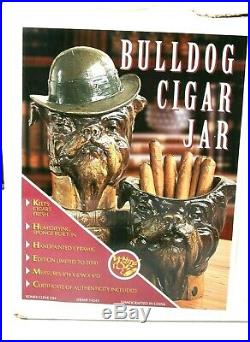 Bulldog Cigar Jar Humidor Ceramic By White Ash Collections #1443 Original Box