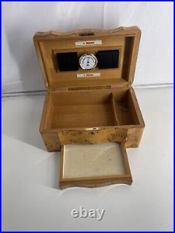 Burl Maple Lacquered Wood Humidor High Quailty Box Vintage Gift Decor