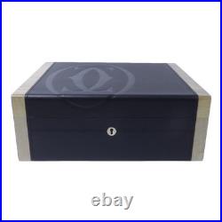 CARTIER SHW Humidor Cigar Box Calfskin Leather/Wood Black/Grey