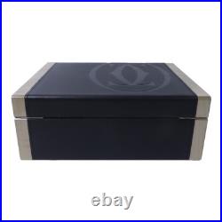 CARTIER SHW Humidor Cigar Box Calfskin Leather/Wood Black/Grey