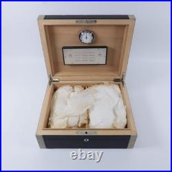 CARTIER SHW Humidor Cigar Box Calfskin Leather/Wood Black/Grey