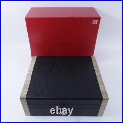 CARTIER SHW Humidor Cigar Box Calfskin Leather/Wood Black/Grey