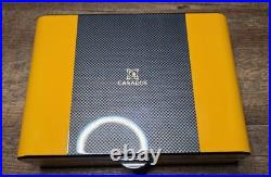 CASADOS CARBON FIBER AND CEDAR YELLOW 25 CIGAR HUMIDOR New Open Box Casa Dos