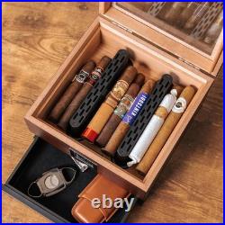 CASE ELEGANCE Glass Top Humidor with Thick Cedar, Easy humidification System