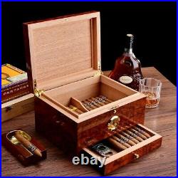 CIGARLONG Luxury Large Humidor Box Cigar Case Piano Finish Hygrometer Cabinet