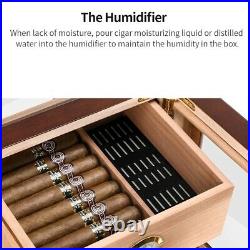 CIGARLOONG Cigar Box Wooden Humidor Hygrometer Glass Case Cedar Storage Humidifi