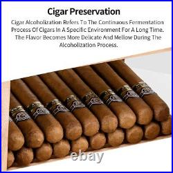 CIGARLOONG Cigar Box Wooden Humidor Hygrometer Glass Case Cedar Storage Humidifi