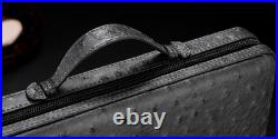 CIGARLOONG Gray Leather 10 Cigar Travel Case Spanish Cedar Humidor Gift Box