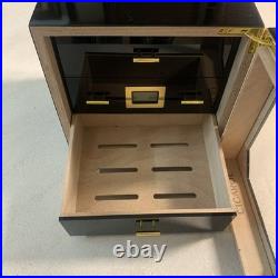 CIGAROL Elegant Cigar Humidor Cabinet 100 Count Digital Hygrometer & Cedar Trays