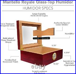 CIGAR HUMIDOR Desktop Humidifier Storage Box with Hygrometer Divider MANTELLO