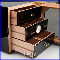 COHIBA Black Cigarette Box 3 Drawer Cabinet Cedar Cigarette Piano Baking Humidor