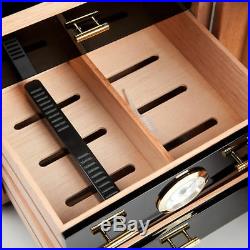 COHIBA Black Cigarette Box 3 Drawer Cabinet Cedar Cigarette Piano Baking Humidor