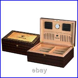 COHIBA Cedar Wood Cigar Humidor Box Glossy Spainsh Hygrometer Humidifier 80-100c