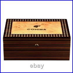 COHIBA Cedar Wood Cigar Humidor Box Glossy Spainsh Hygrometer Humidifier 80-100c