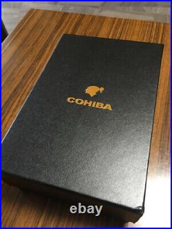 COHIBA Cedar Wood Portable Leather Humidor Box Cigar Case With Lighter & Cutter