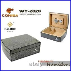 COHIBA Cigar Case Humidor Travel Cedar Wood cigar box With Humidier & Hygrometer