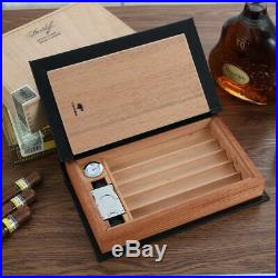 COHIBA Cigar Travel Case Leather Cedar Wood Cigar Humidor Box Portable Book