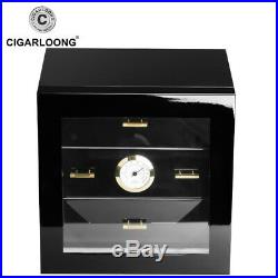 COHIBA Cigarette Box Cabinet Cedar Piano Humidor 3 Drawers with Hygrometer